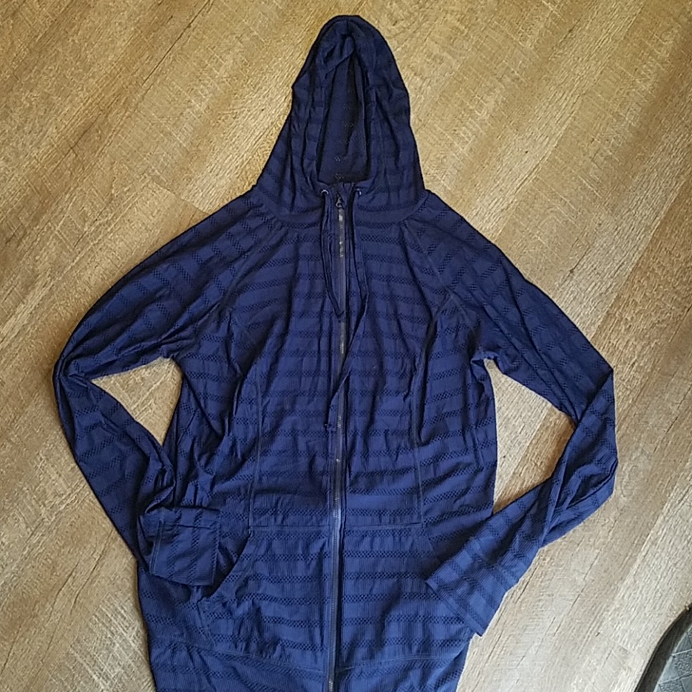 Torrid Navy Shadow Stripe Active Jacket